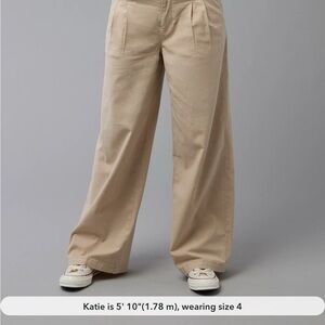 American Eagle Stretch Linen-Blend High-Waisted Wide-Leg Trouser Size 18 Short